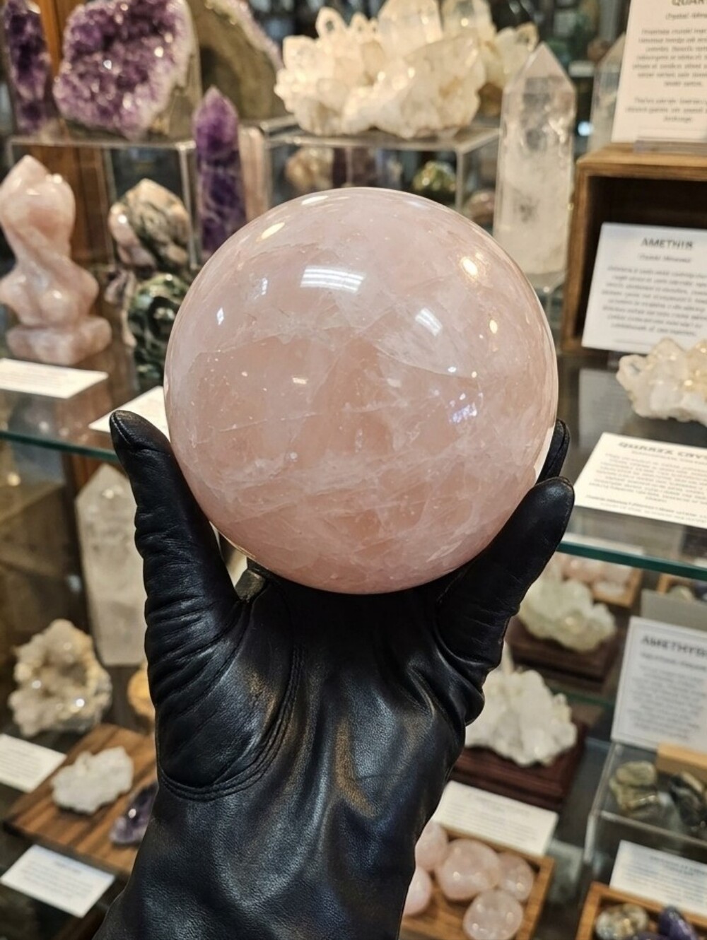 ✨️XXL Rose Quartz Crystal Statement Sphere✨️ 5lbs Decor ✨️Rainblow Inclusions!✨️
